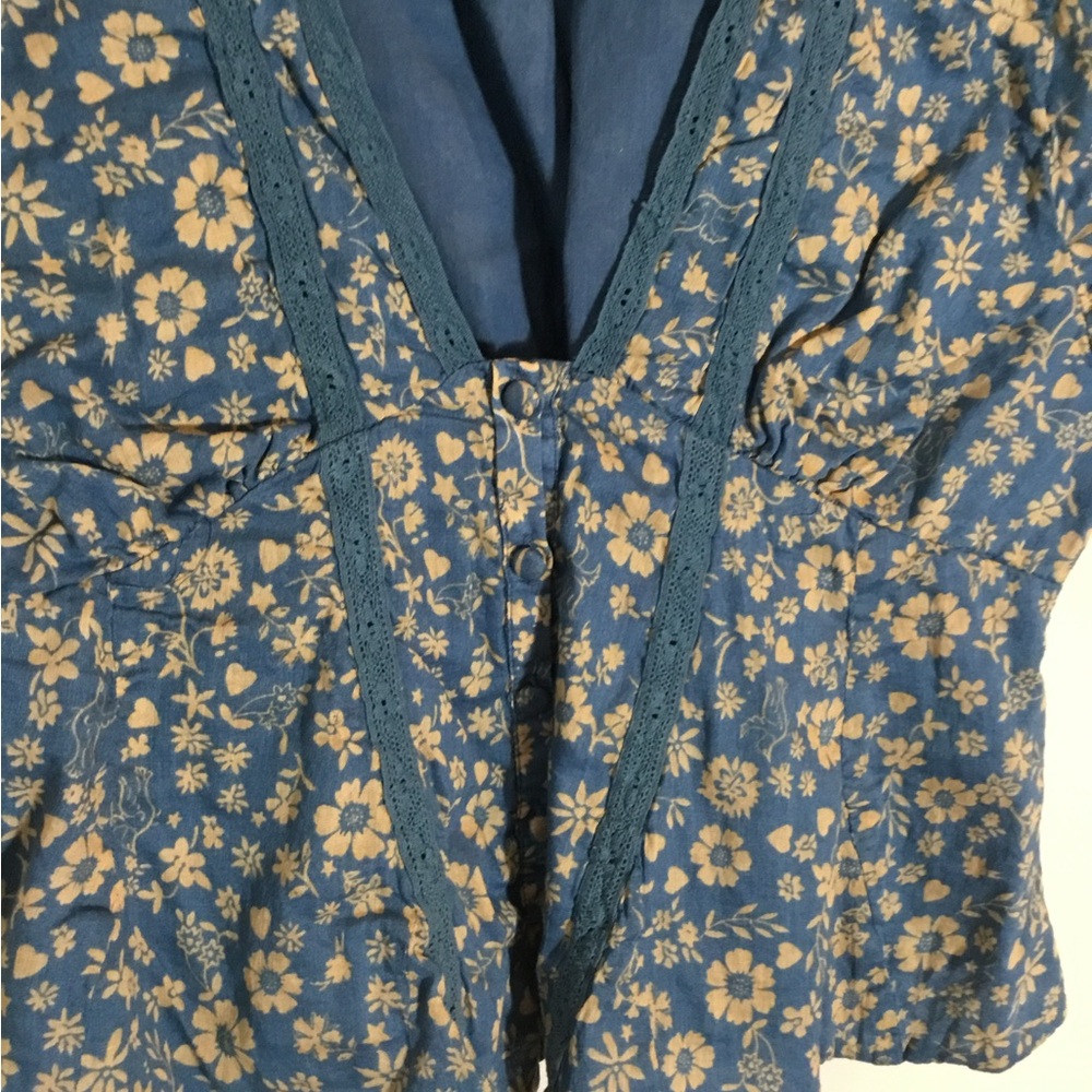 Free People Blue Floral Top - Picture 5 of 8